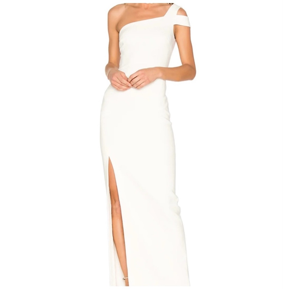 LIKELY One Shoulder White Formal Gown Dress 4